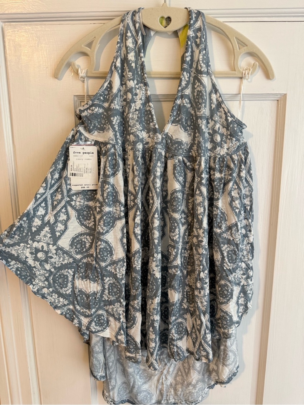 Free People Blue Paisley Halter Tunic Tank